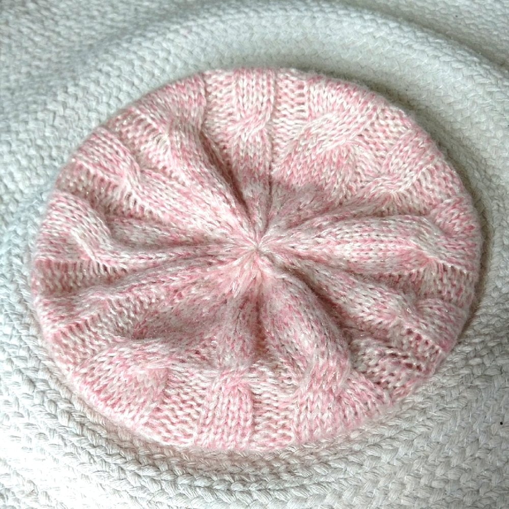Forever 21 Pink With Silver Metallic Thread Knit Beret